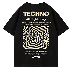 CAMISETA OVERSIZED PRETA TECHNO ALL NIGHT LONG AFTER