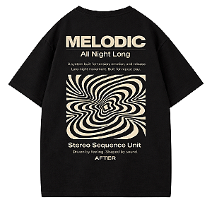 CAMISETA OVERSIZED PRETA MELODIC ALL NIGHT LONG AFTER