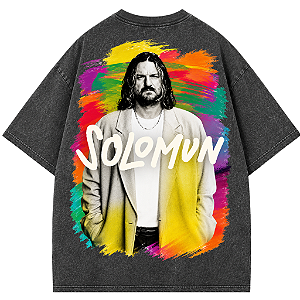 CAMISETA OVERSIZED SOLOMUN PRETA ESTONADA