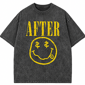 CAMISETA OVERSIZED SMILE PRETA ESTONADA