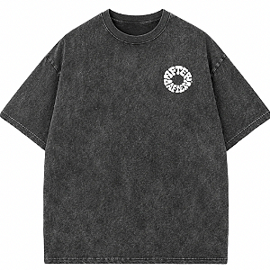 CAMISETA OVERSIZED PRETA ESTONADA CIRCLE AFTER
