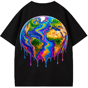 CAMISETA OVERSIZED PRETA AFTER WORLD PSYCHEDELIC