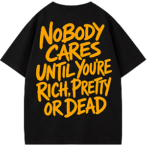 CAMISETA OVERSIZED PRETA AFTER NOBODY CARES UNTIL