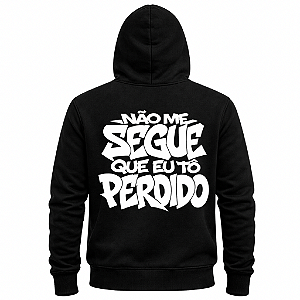 MOLETOM CANGURU PRETO NÃO ME SEGUE QUE EU ESTOU PERDIDO