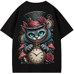 CAMISETA OVERSIZED GATO ALICE AFTER PRETA