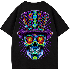 CAMISETA CALAVEIRA OVERSIZED AFTER PRETA