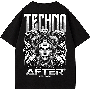 CAMISETA OVERSIZED AFTER PRETA TECHNO MEDUZA