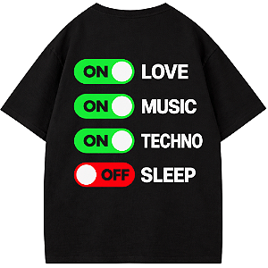 CAMISETA LOVE MUSIC TECHNO OVERSIZED AFTER PRETA
