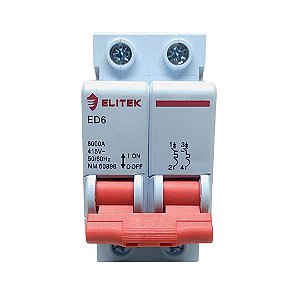 Mini Disjuntor Bipolar 10A Curva C - Elitek