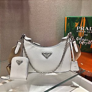 Bolsa Prada Re-Edition Em Couro Saffiano "White"