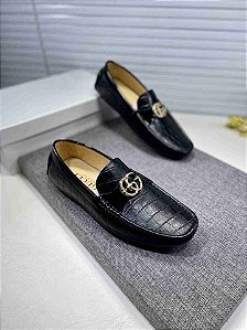 Mocassim Gucci Cracked Double G "Black&Silver"