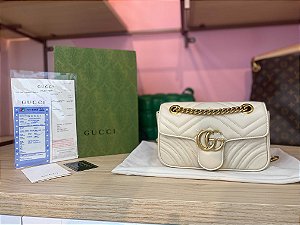 Bolsa Gucci GG Marmont Matelassé Chevron "Bege" (PRONTA ENTREGA)
