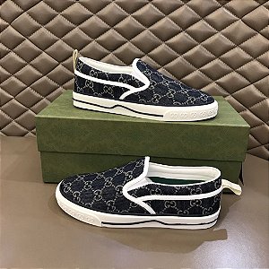 Tênis Gucci Slip On 1977 "Blue Jeans/Ebony GG canvas"