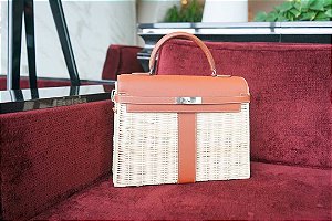 Bolsa Hermès Kelly  Picnic "Orange/Silver"