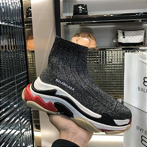 Tênis Balenciaga Triple S High Socks "Dark Blue/Gray"