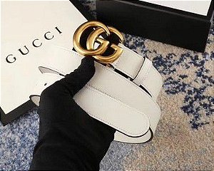 Cinto Gucci Double GG "White" (PRONTA ENTREGA
