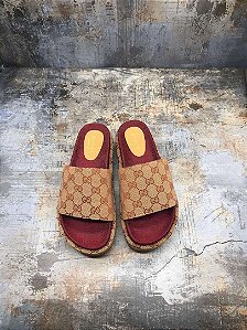 Sandália Plataforma Gucci GG Canvas "Brown/Red Wine"