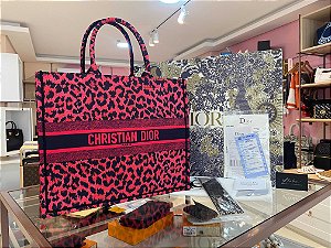 Bolsa Dior Book Tote "Leopard Red" (PRONTA ENTREGA)