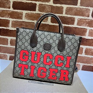 Bolsa Gucci Tote GG Supreme Tiger "Brown"