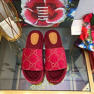 Sandália Gucci Marmont com salto bloco "Red"