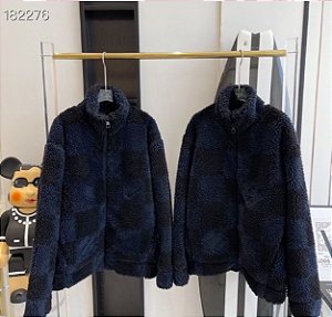 Jaqueta Louis Vuitton de Fleece com Jacquard Damier "Blue/Black"