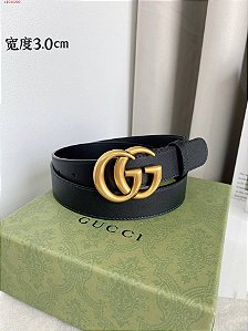 Cinto Gucci GG 3 CM "Black/Gold"