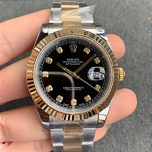 Relógio Rolex Oyster Perpetual Datejust  "Silver/Gold/Black"