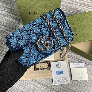 Bolsa Gucci GG Marmont Super Mini "Blue"