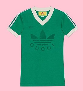 Camiseta Gucci x Adidas com decote em V "Green"