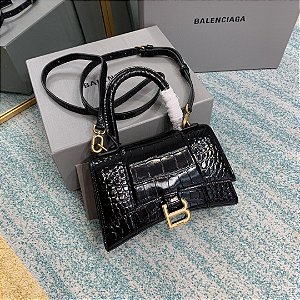 Bolsa Balenciaga Tote Hourglass "Crocodile Black"