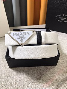 Cinto Prada reversível com Logo "White&Black"