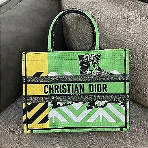 Bolsa Dior Book Tote "Green and Fluorescent Orange"