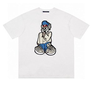 Camiseta Manga Curta  Louis Vuitton com Grafismo  "White"