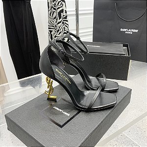 Sandália Saint Laurent Opyum "Black/Gold"