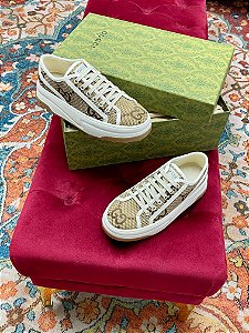 Tênis Gucci GG Canvas Platform Sneaker "Beige&White"