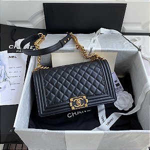 Bolsa Chanel Boy Calf Leather "Black & Gold"