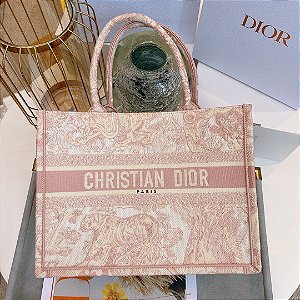Bolsa Dior Book Tote Toile de Jouy "Rose"