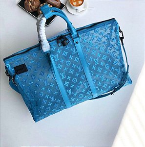 Bolsa de Viagem Louis Vuitton Keepall Triangle 50  "Azul-Turquesa"