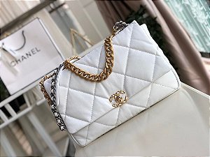 chanel 19 white flap bolsa