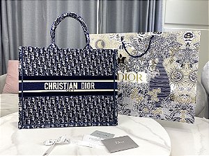 Bolsa Dior Book Tote Velvet Oblique "Blue"