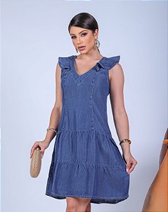 Vestido Curto Jeans Liocel Zipper