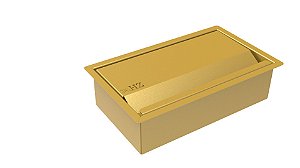 Porta Esponja Inox Pintado Dourado Com Tampa Embutir Granito