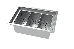 Escorredor Embutido Para Talheres 210x115mm 3 Divisões Inox