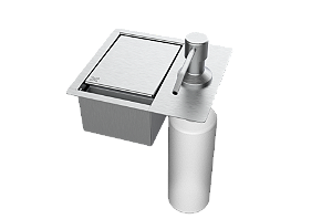 Porta Esponja Com Dispenser Detergente De Embutir Inox