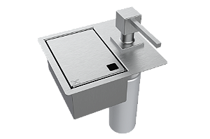 Porta Esponja Dispenser Detergente Quadrado Inox 17x15cm Tampa Lisa