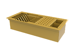 Escorredor Embutir / Sobrepor Calha Inox Úmida Dourado 42cm