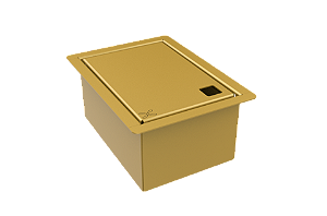 Porta Esponja Inox Com Tampa Lisa Embutir Granito 15x11cm Dourado