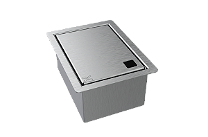 Porta Esponja Inox Escovado Com Tampa Lisa Embutir Granito 15x11cm