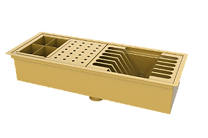 Escorredor De Embutir / Sobrepor Calha Inox Úmida Dourada 50cm