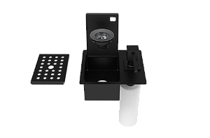 Porta Esponja C/ Dispenser Detergente Quadrado 17x15cm C/ Válvula de Escoamento Preto